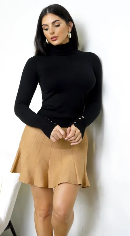 Solana Pleated Mini Skirt - Beige sold by Emprada