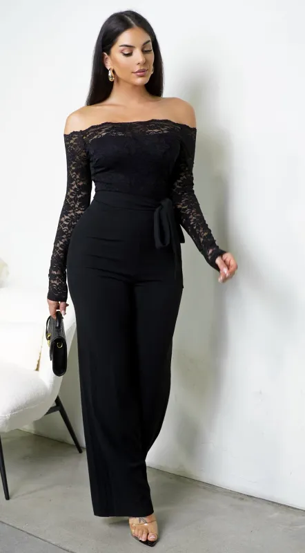 Calyra Lace Jumpsuit - Black sold by Emprada