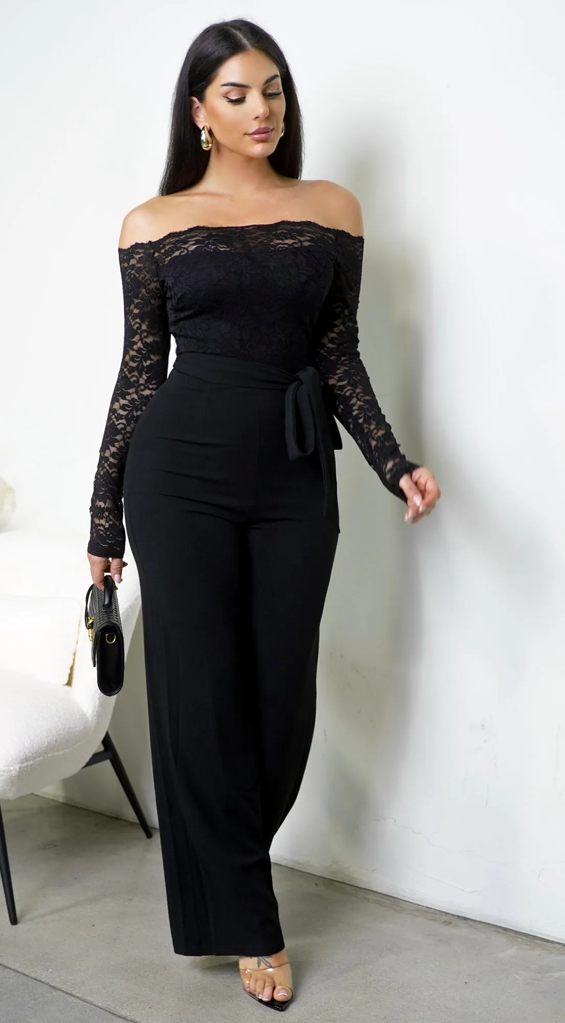 Calyra Lace Jumpsuit - Black sold by Emprada