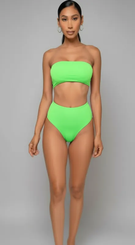 Tenara Bandeau Bikini - Neon Green sold by Emprada