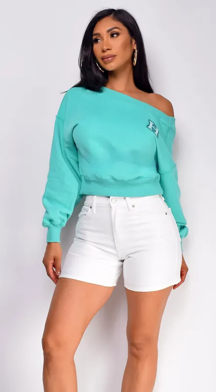 Kali Off Shoulder Sweater - Green sold by Emprada