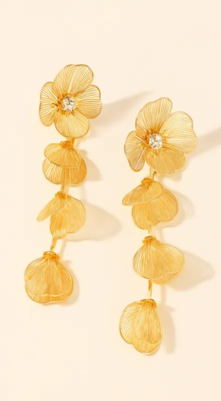 Sunset Bloom Metal Flower Earrings - Gold sold by Emprada