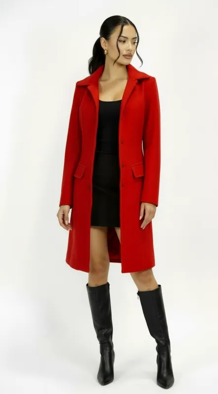 Align Tailored Front Button Peacoat - Red sold by Emprada