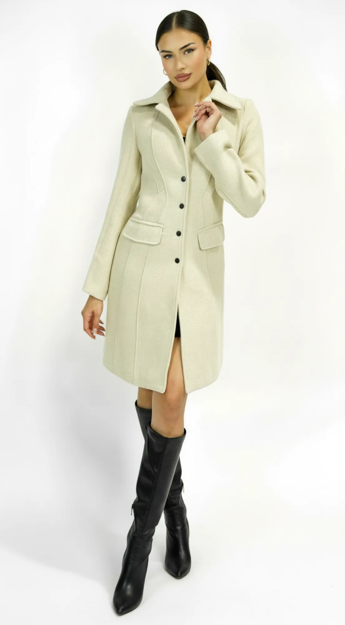 Align Tailored Front Button Peacoat - Cream sold by Emprada product image thumbnail 3