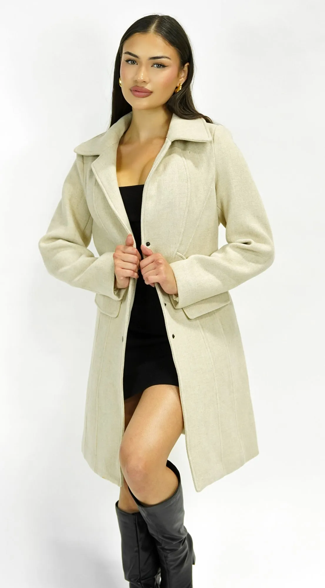 Align Tailored Front Button Peacoat - Cream sold by Emprada product image thumbnail 5