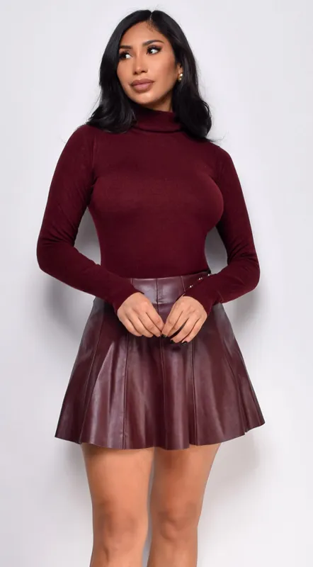 Gigi High Neck Long Sleeve Top - Burgundy made by Emprada
