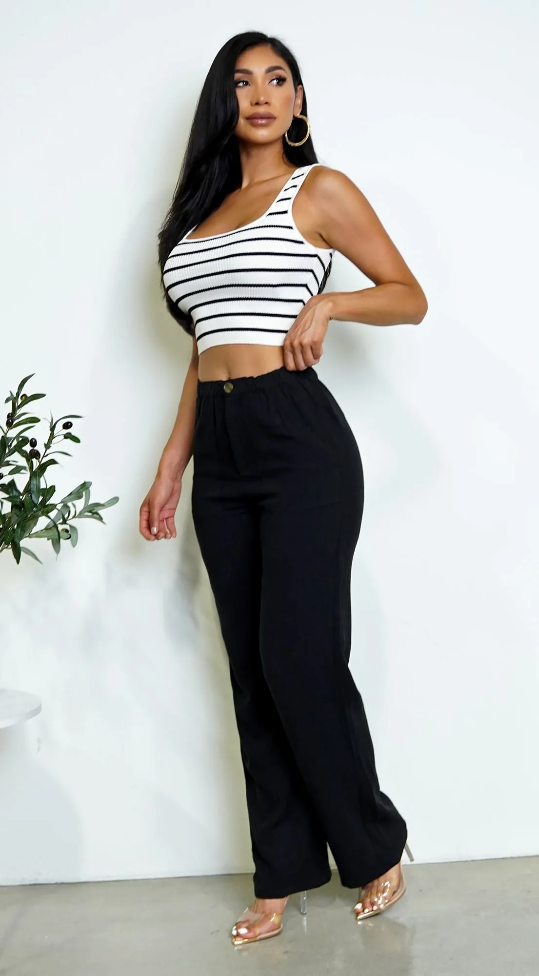 Estelle Striped Ribbed Crop Tank Top - White sold by Emprada product image thumbnail 4