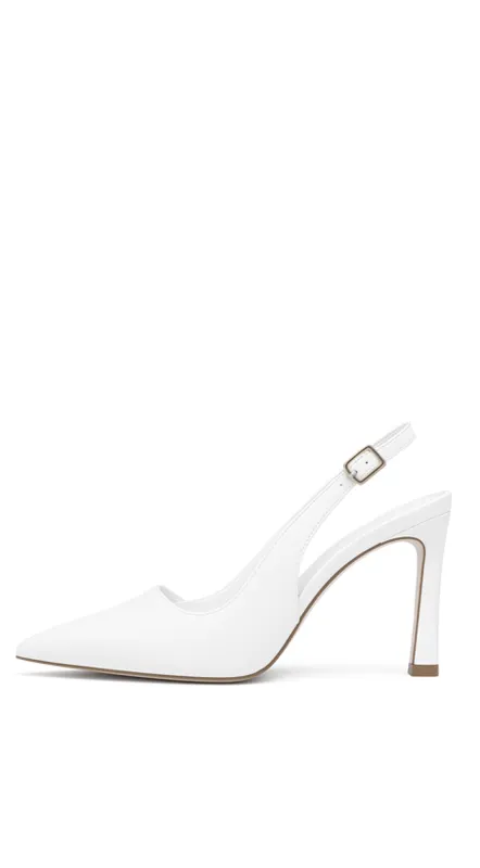 Riana Slingback Pointed Toe Pump Heels - White sold by Emprada