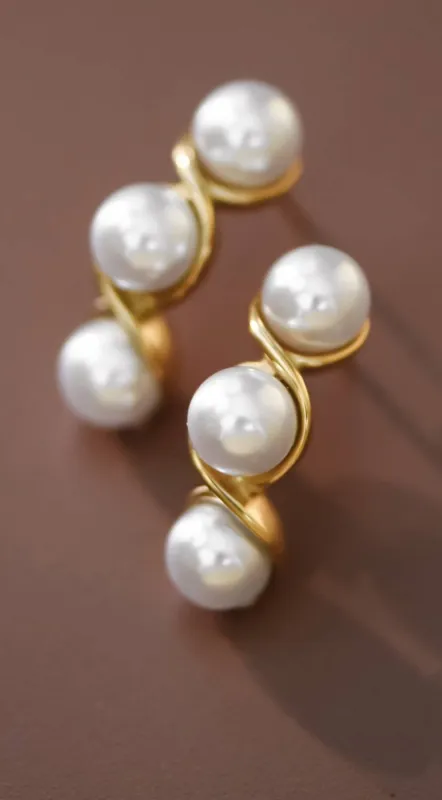 Gigi 18K Gold Dipped Pearl Stud Earrings - Gold sold by Emprada
