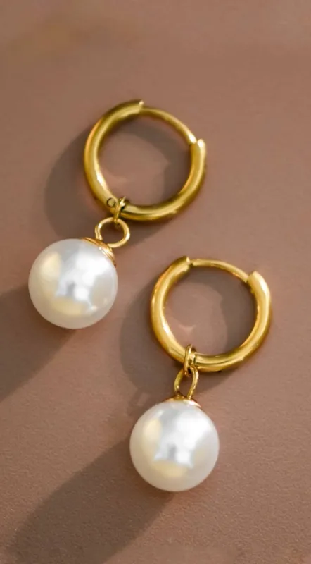 Lia 18K Gold Dipped Pearl Drop Earrings - Gold sold by Emprada