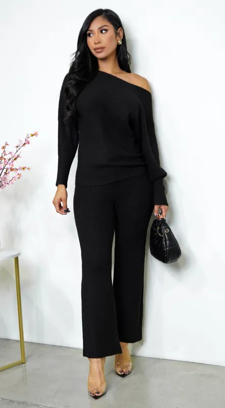 Rania Off Shoulder Wide Leg Set - Black sold by Emprada