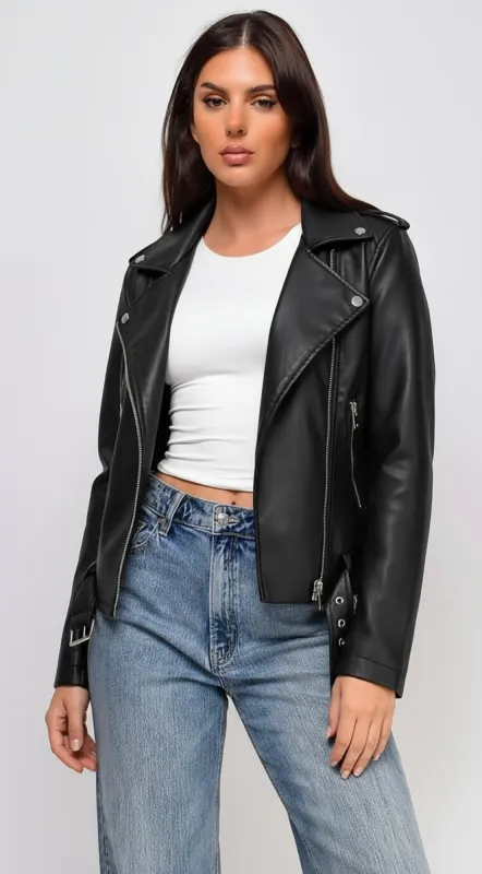 Piper Faux Leather Jacket - Black sold by Emprada