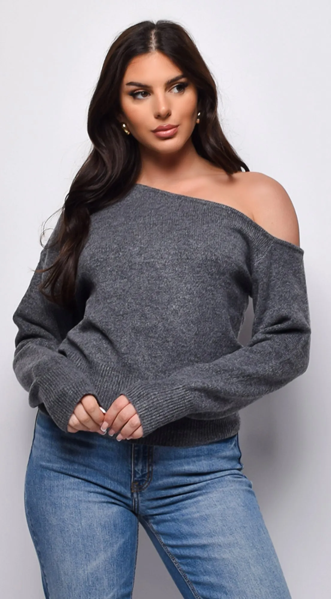 Vesper Off Shoulder Sweater - Gray sold by Emprada product image thumbnail 2