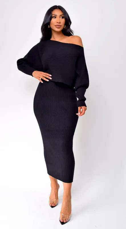 Biella Top & Skirt Set - Black sold by Emprada