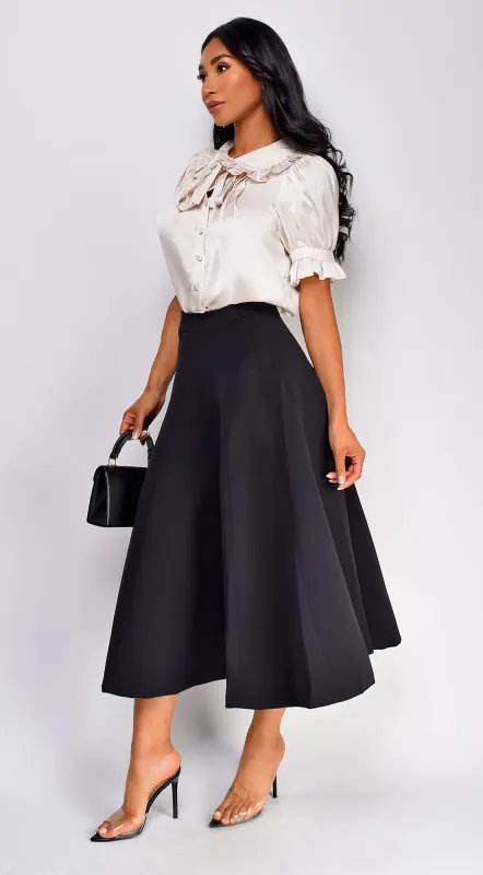 Brea Neck Tie Shoulder Shirring Blouse - Cream sold by Emprada