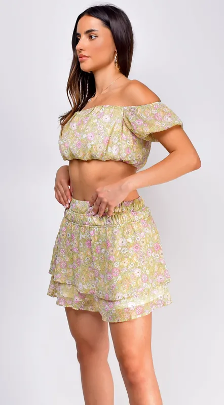 Evelyn Floral Print Set - Green sold by Emprada