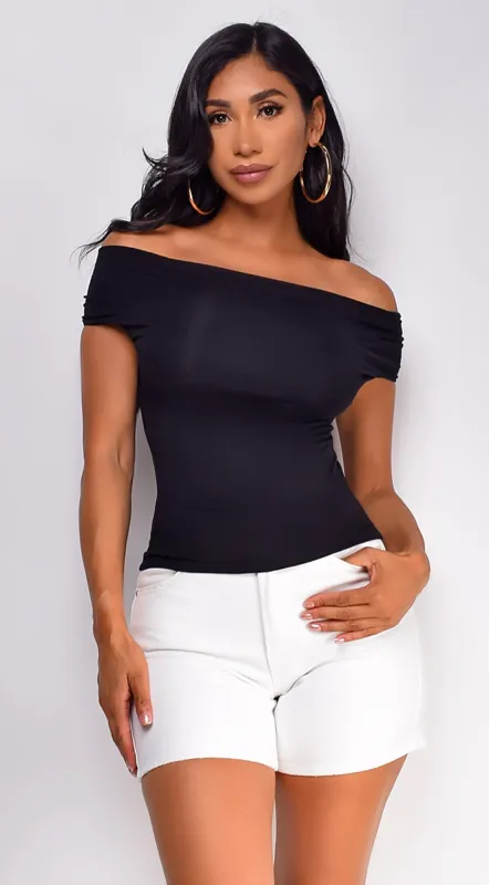 Casey Off Shoulder Top - Black sold by Emprada