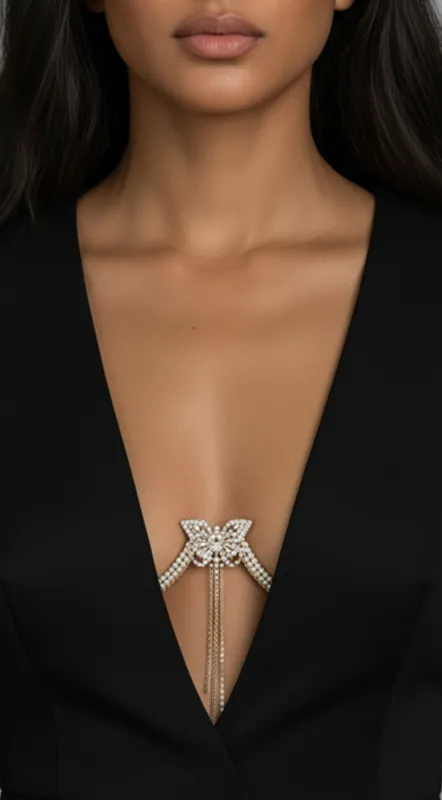 Celestia Butterfly Crystal Bra Chain - Gold sold by Emprada