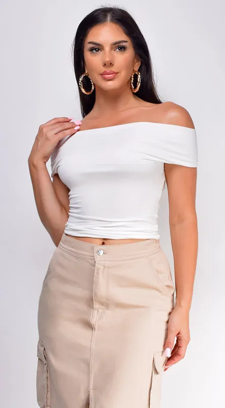 Casey Off Shoulder Top - White sold by Emprada