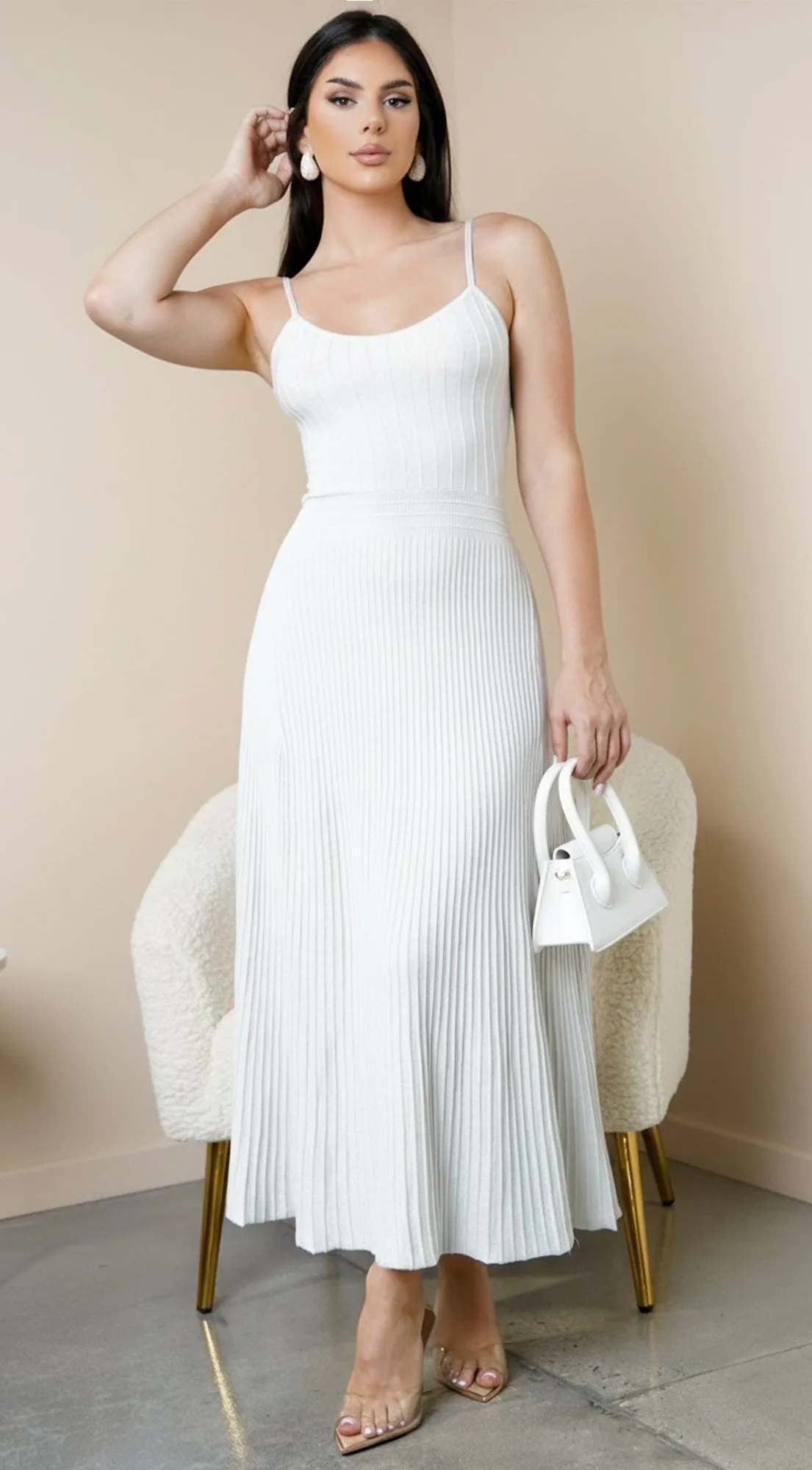 Janece Shimmer Knit Midi Dress - Silver sold by Emprada