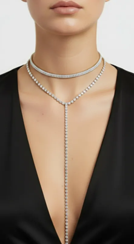 Double Take Double Layered Necklace - Silver sold by Emprada