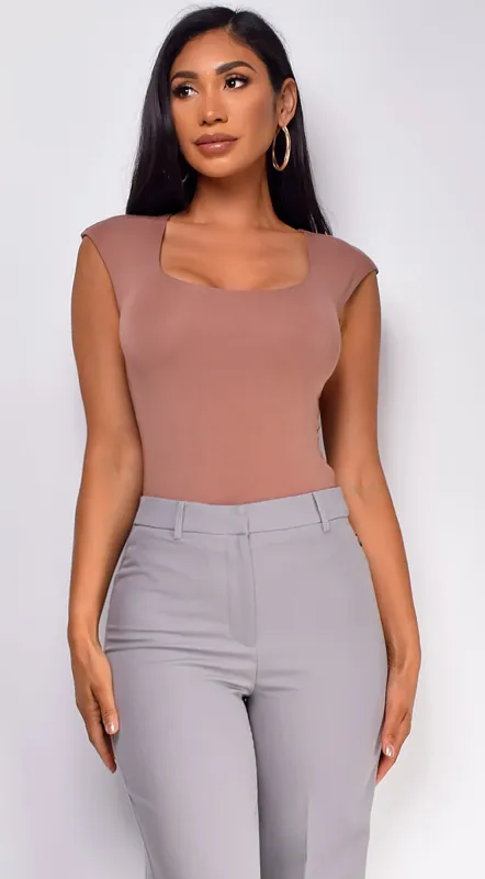 Hesper Basic Cap Sleeve Top - Brown sold by Emprada