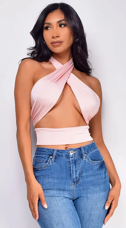 Ezili Pink Wrap Halter Top sold by Emprada