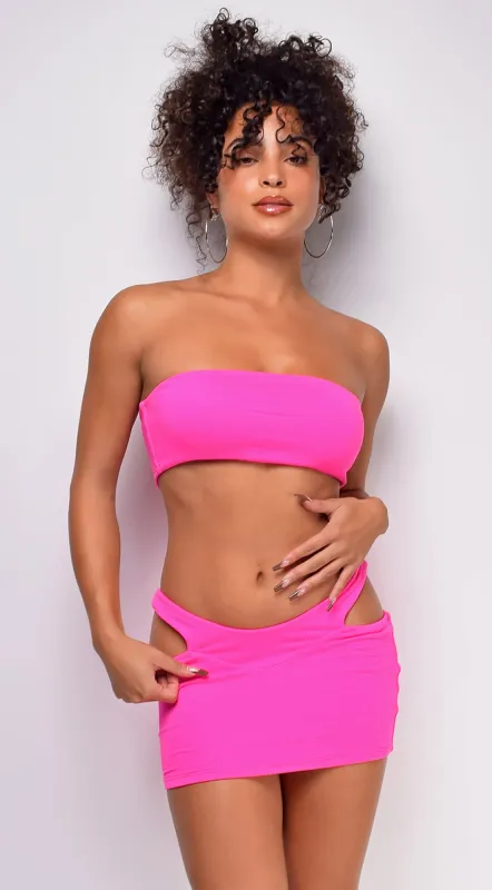 Emma Hot Pink Tube Ultra Mini Skirt Set sold by Emprada