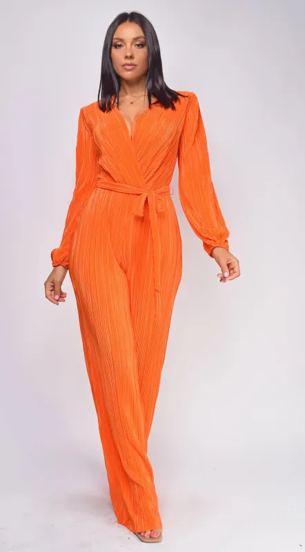 Juna Surplice Jumpsuit - Orange sold by Emprada