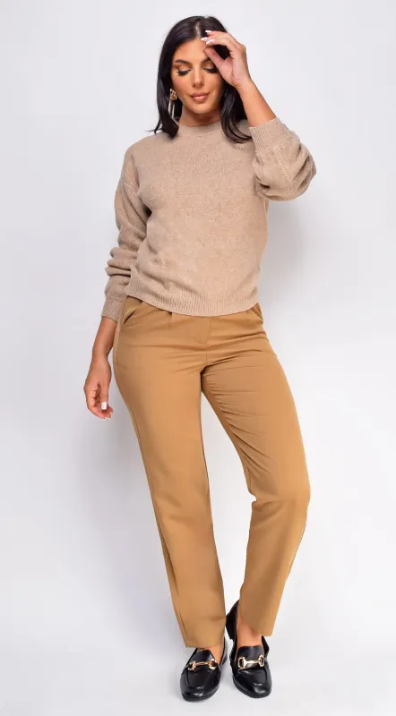 Aspen Twill Slim Fit Cropped Pants - Beige made by Emprada