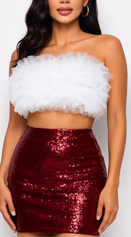 Ryan Mesh Tulle Tube Top - White sold by Emprada