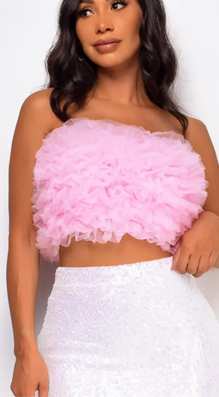 Ryan Mesh Tulle Tube Top - Pink made by Emprada