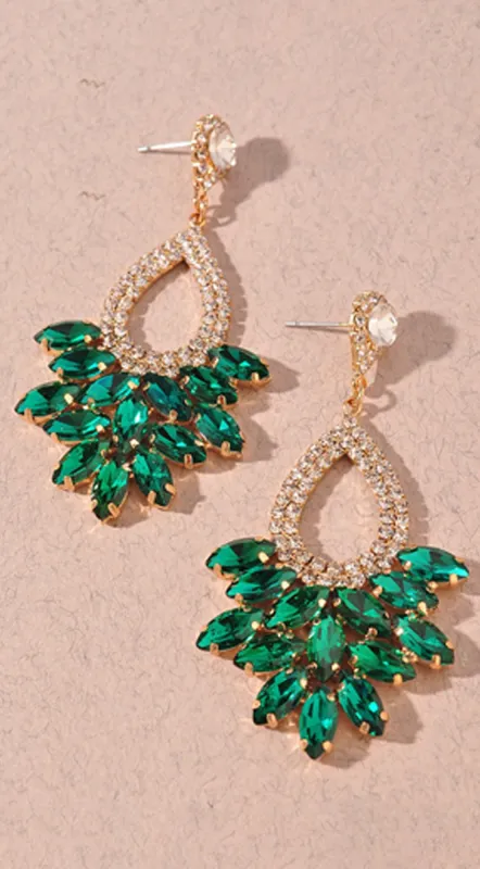 Just Look Green Rhinestone Earrings sold by Emprada