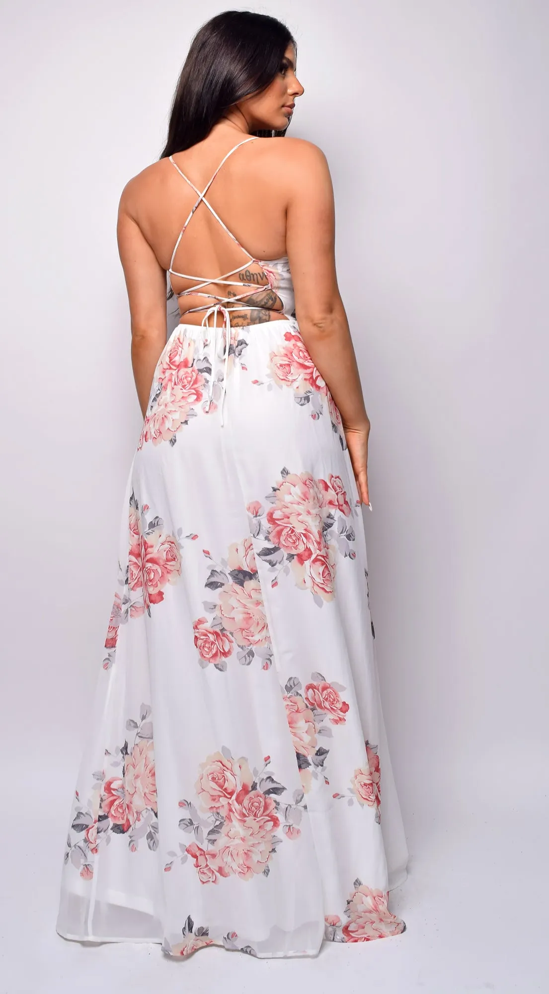 Fayola White Floral Print Maxi Dress sold by Emprada product image thumbnail 2
