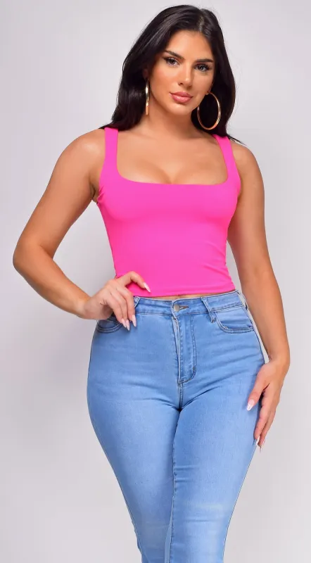 Sierra Pink Scoop Neck Tank Top sold by Emprada