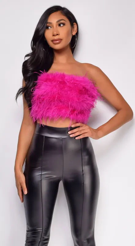 Catalina Pink Feather Crop Top sold by Emprada