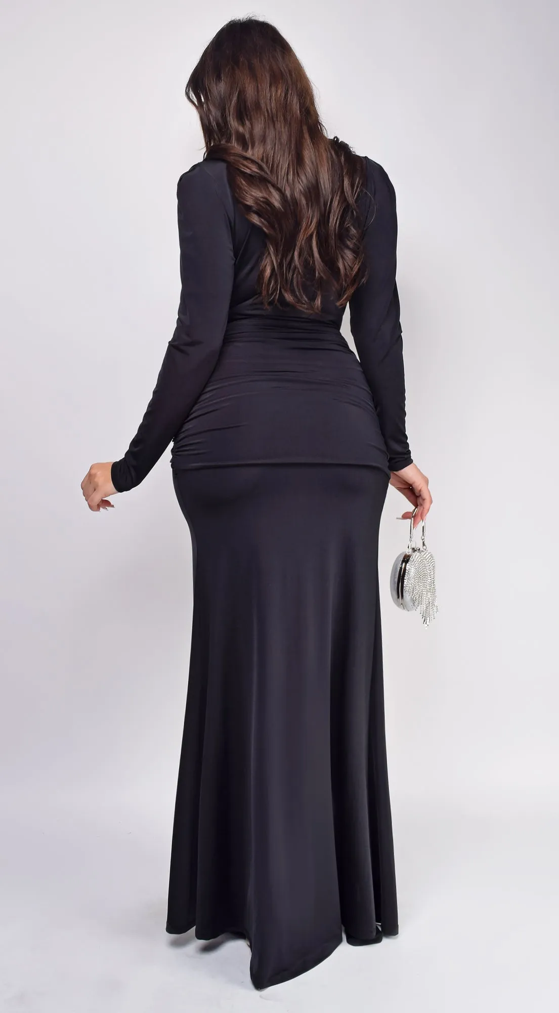 Hallie Black Deep V Plunge Maxi Dress sold by Emprada product image thumbnail 2