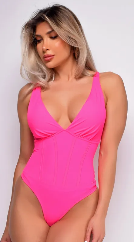 Beeba Neon Pink Bodysuit sold by Emprada