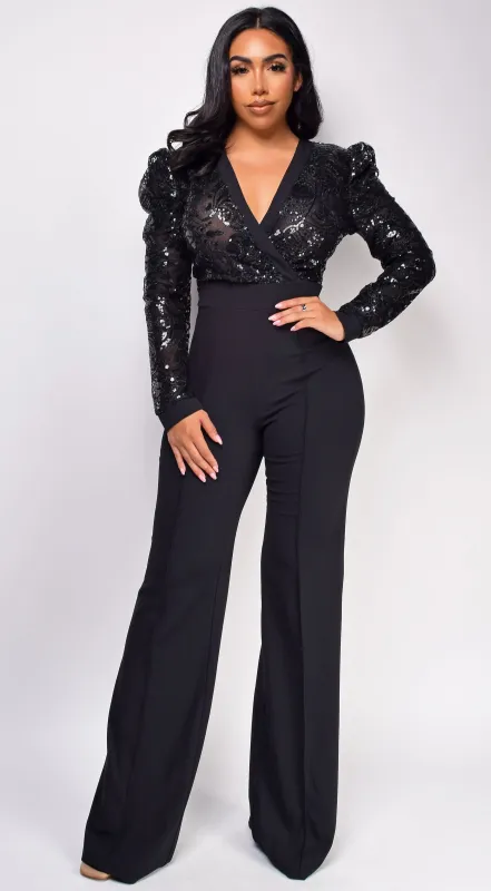 Lori Black Sequin Jumpsuit sold by Emprada