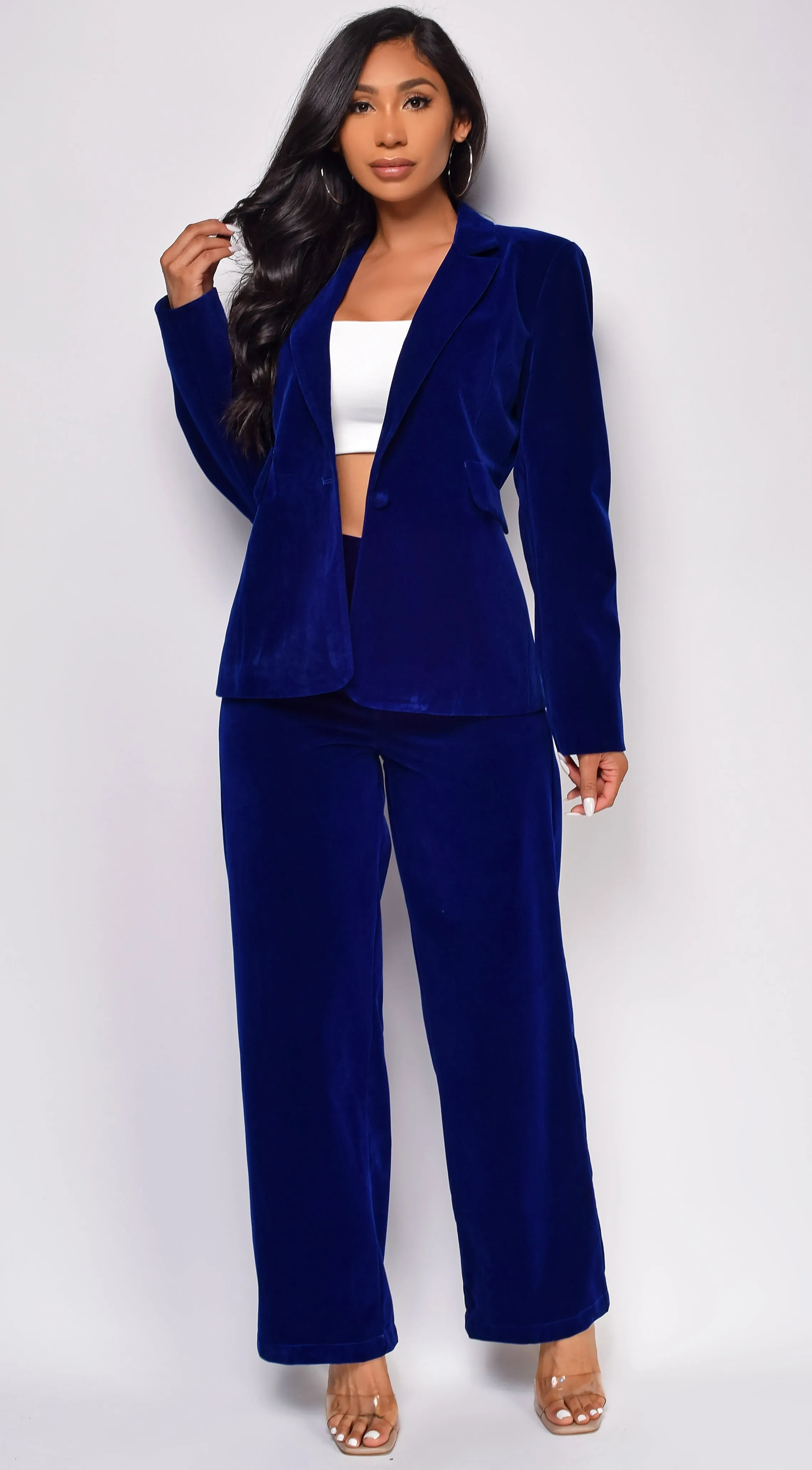 Ellia Blue Velvet Blazer Set sold by Emprada product image thumbnail 2