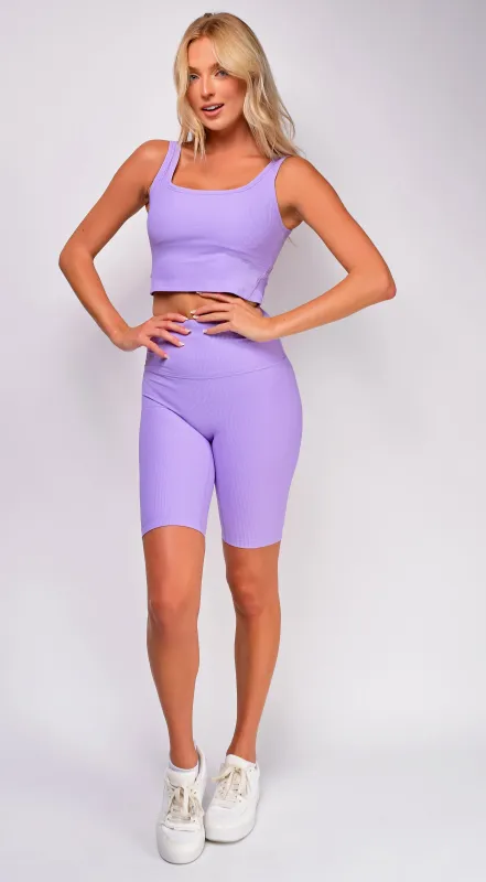 Rylan Mauve Purple Ribbed Activewear Set sold by Emprada