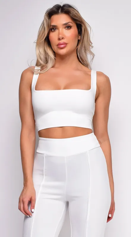 Soph White Square Neck Crop Top sold by Emprada