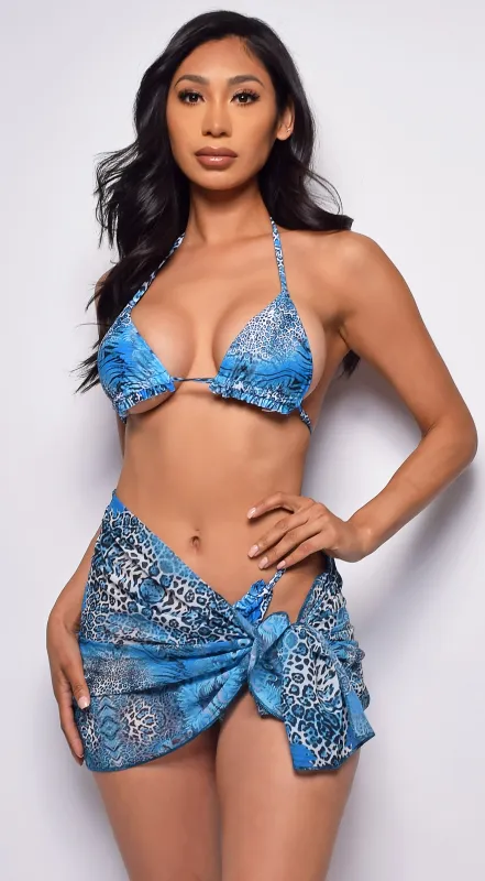 Oceanfront Blue Animal Print Bikini Set sold by Emprada
