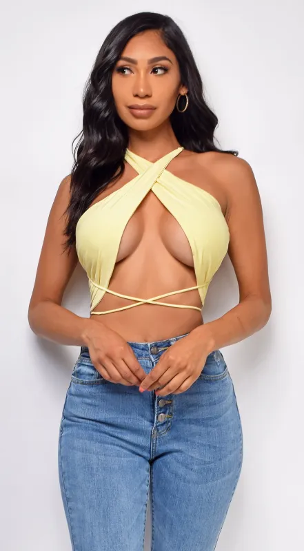 Galia Yellow Halter Top sold by Emprada