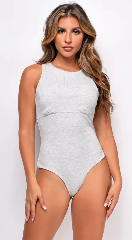 Aria Gray Tank Bodysuit sold by Emprada