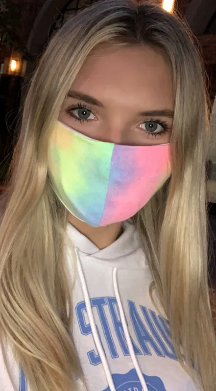 Pink Neon Yellow Multi Color Tie Dye Reusable Mask made by Emprada