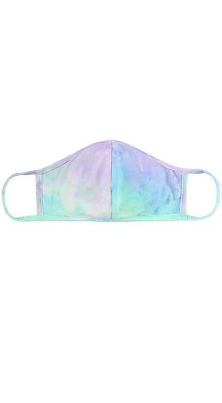 Tie Dye Aqua Blue Lilac Reusable Face Mask sold by Emprada