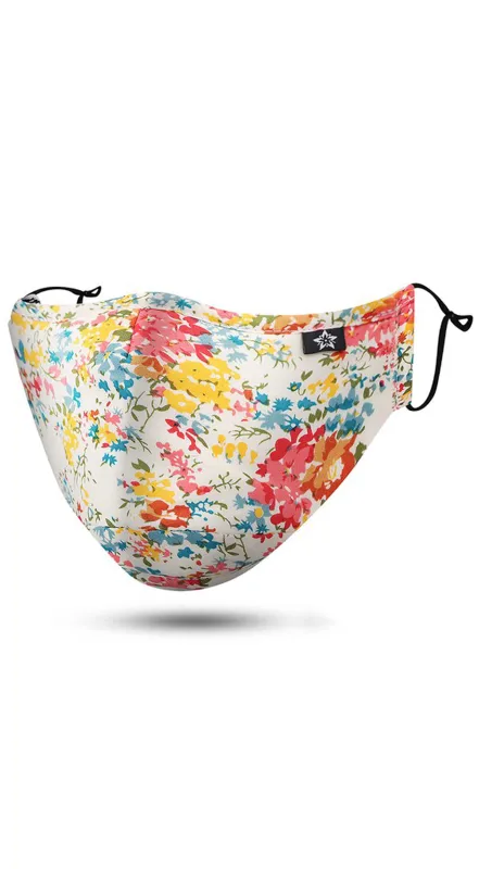 Floral White Adjustable Reusable Face Mask sold by Emprada