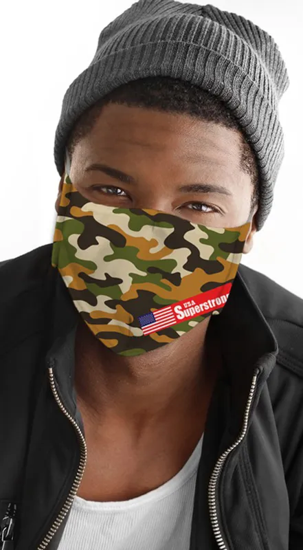 Camo Print Camel Brown Men's Reusable Face Mask sold by Emprada