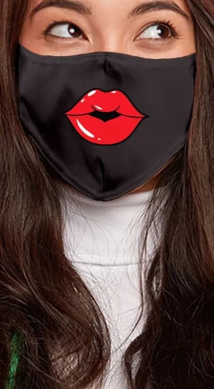 Lips Red Black Women's Reusable Face Mask sold by Emprada